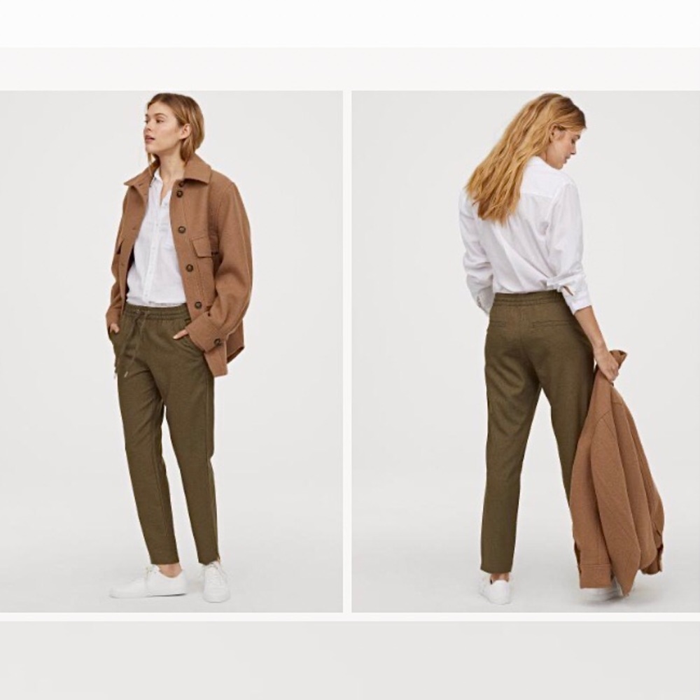 100% Linen Khaki Green Sage Pants - Picture 2 of 7